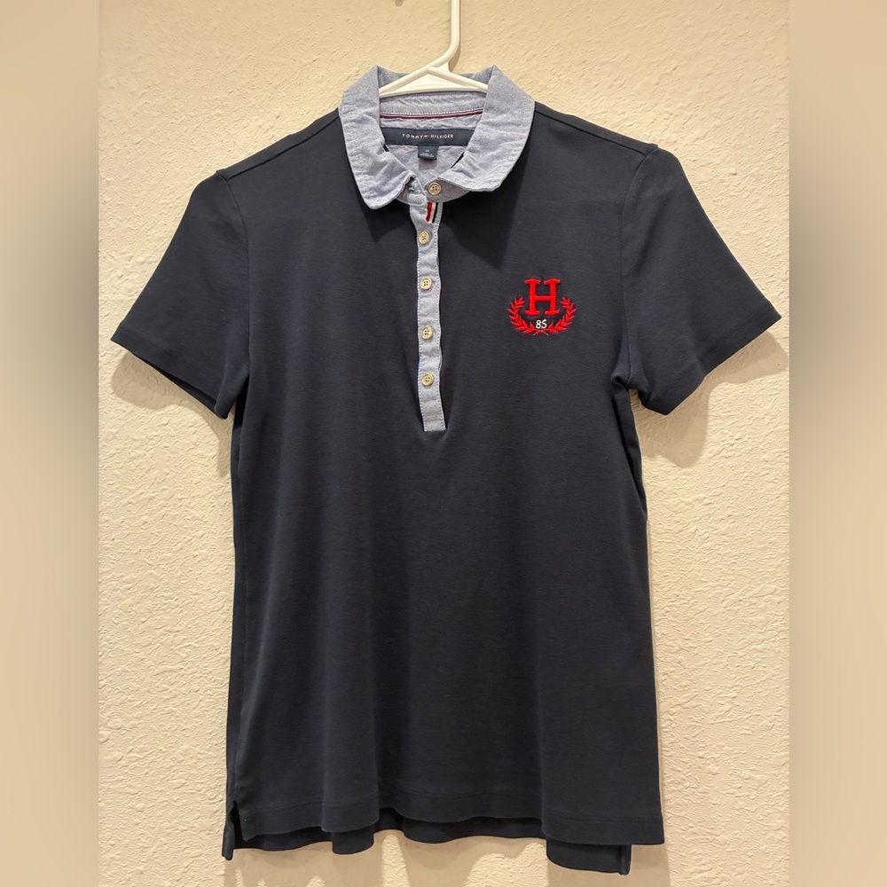 Tommy Hilfiger Women's Navy Polo Style with Red Emblem